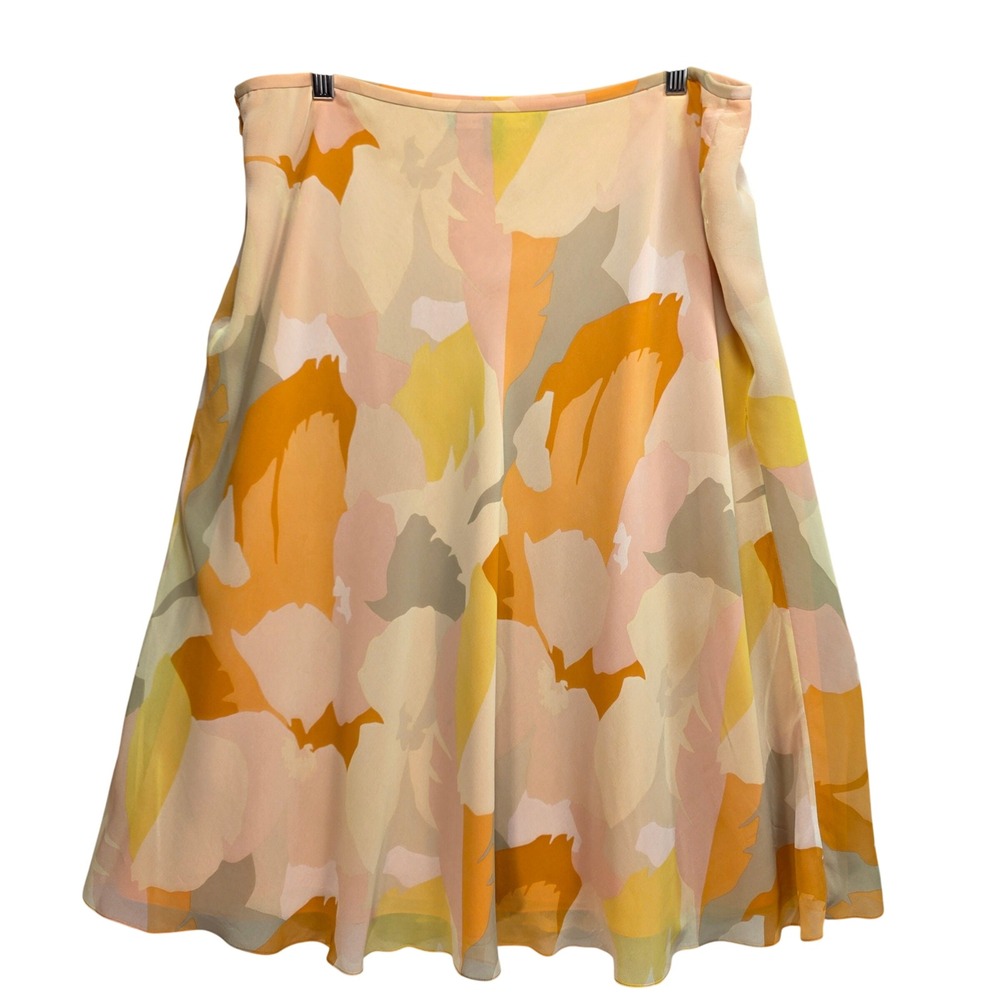 Linda Allard X Ellen Tracy Silk Skirt Sz 16 Abstract Floral Aline Lined Bold
